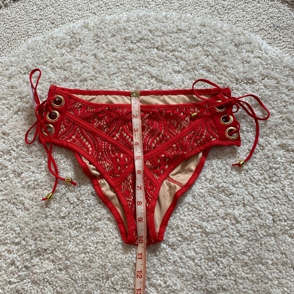 Red bikini size small lace design high rise high waist New NWT - Picture 11 of 13